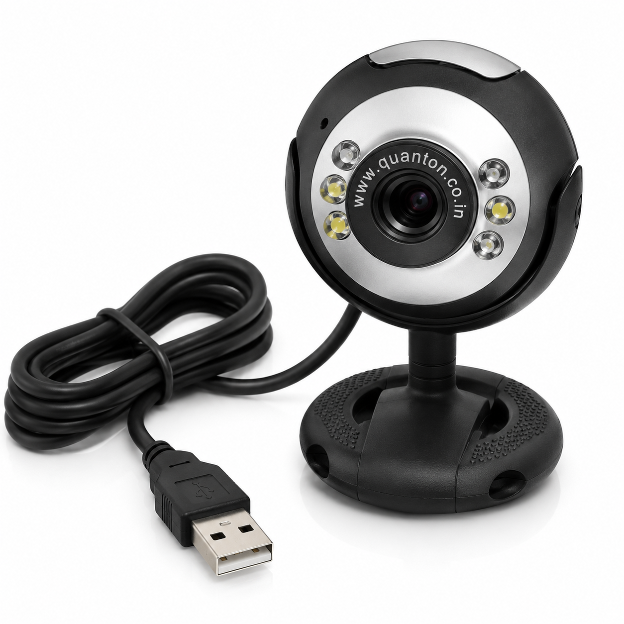 Quantron QPC-1010 HD USB Webcam with Built-in Microphone & LED Lights
